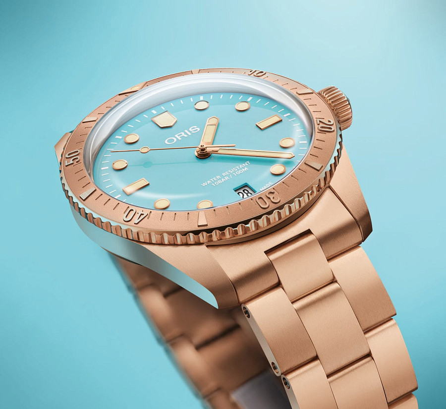 Часы Oris Divers Sixty‑Five 'Cotton Candy' 01 733 7771 3155-07 8 19 15 — бронза, мужские