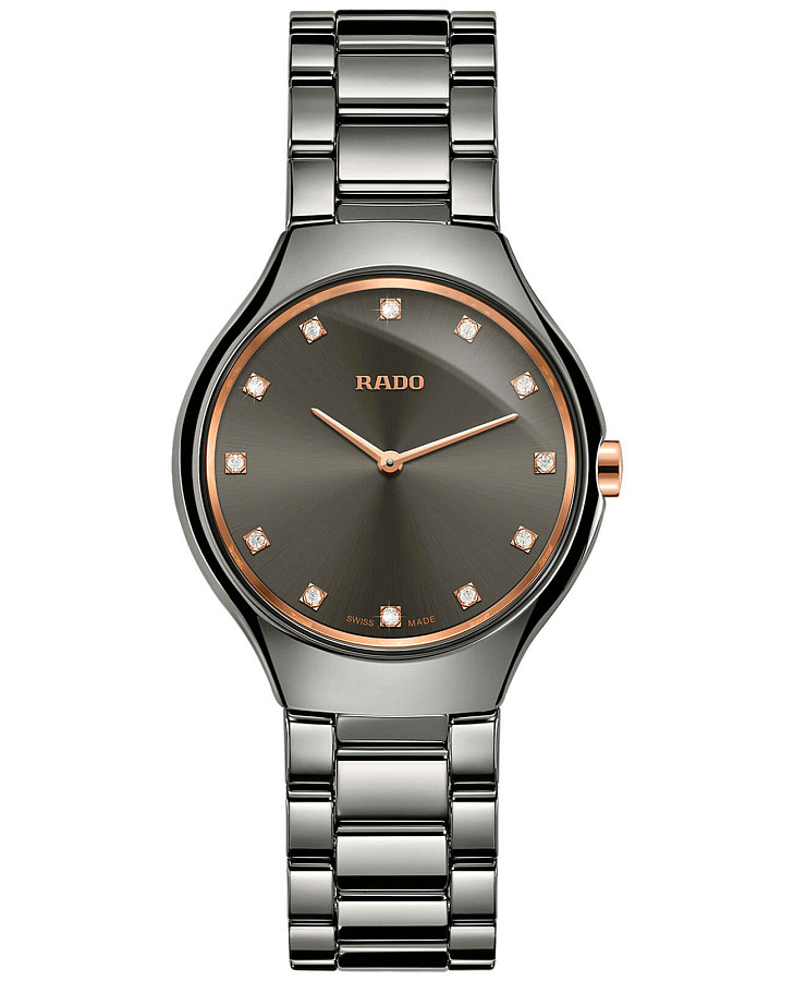 Часы Rado True Thinline Diamonds R27956722 — женские, серый