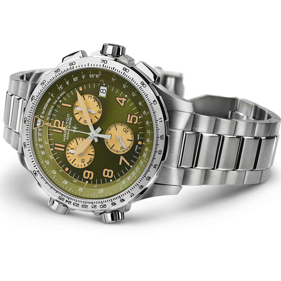 Часы Hamilton Khaki X-Wind GMT Chrono Quartz H77932160 — сталь, Швейцария