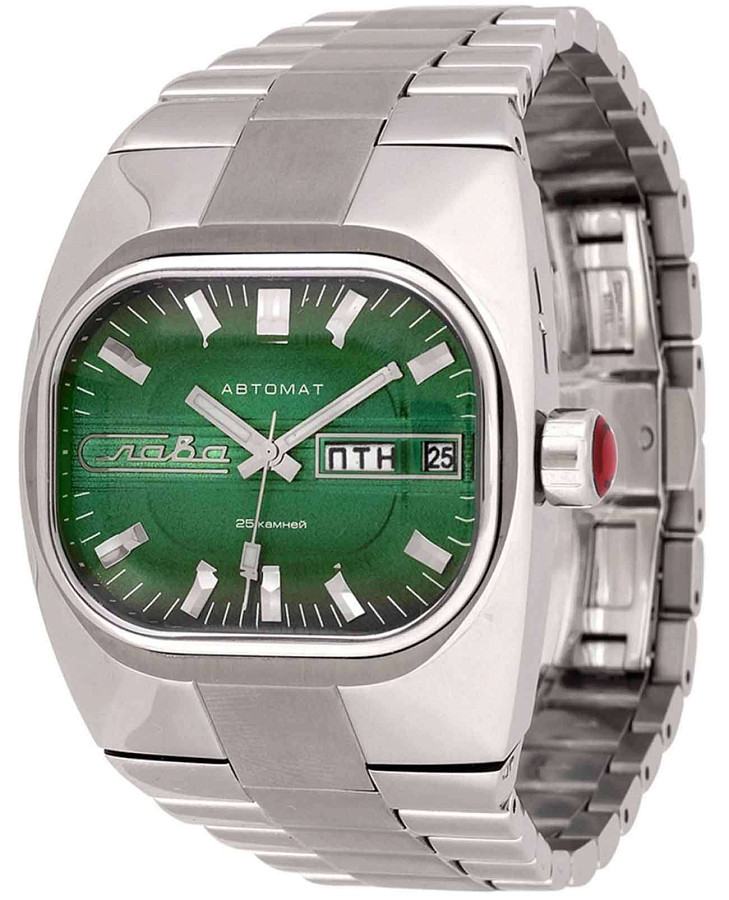 Часы Слава Танк 4320677/100-2427 — мужские, зеленый