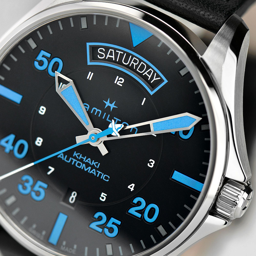 Часы Hamilton Khaki Aviation Pilot Day Date Air Zermatt Auto H64625731 — механические, сталь металл