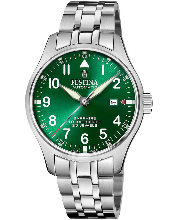 Часы Festina Swiss Made F20151/B — мужские, зеленый