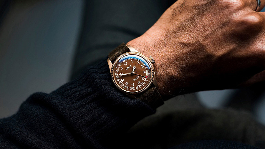 Часы Oris Big Crown Bronze Pointer Date 01 754 7741 3166-07 5 20 74BR — мужские, кожаный