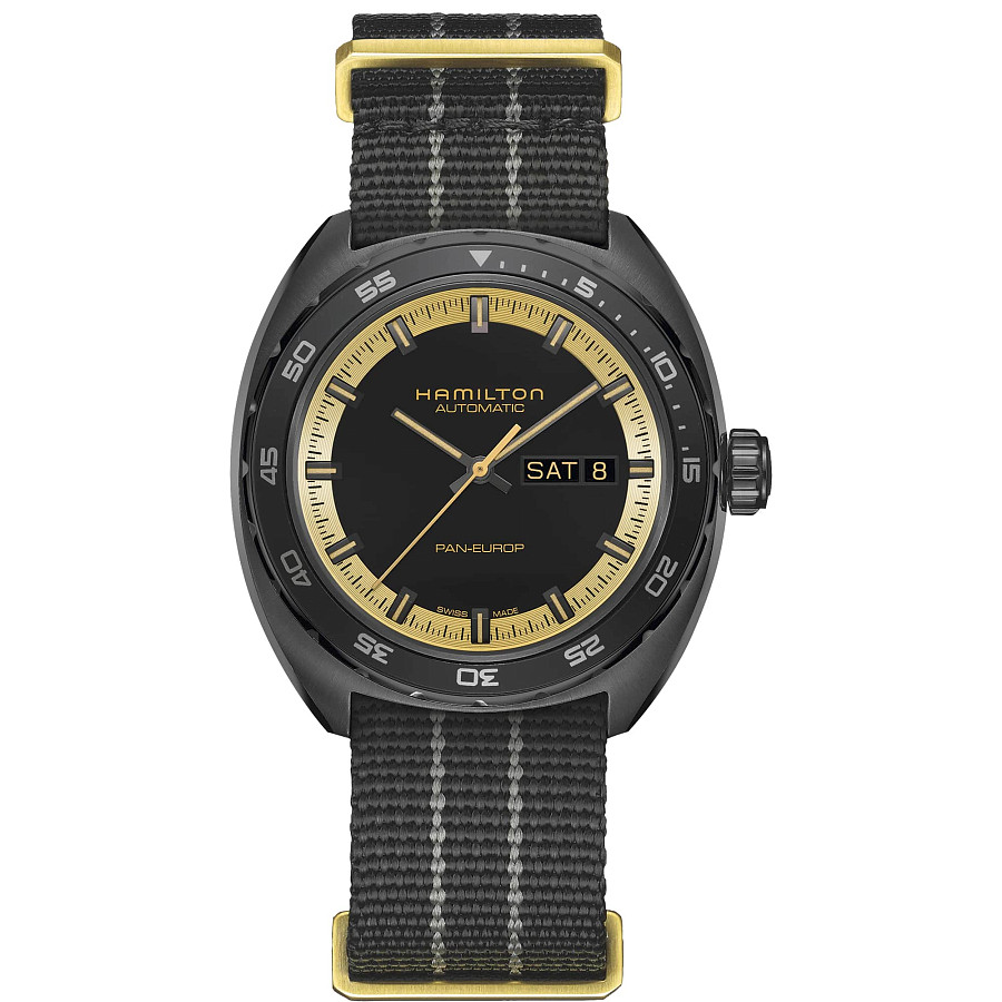 Часы Hamilton American Classic Pan Europ Day Date Auto H35425730 — мужские, кожаный