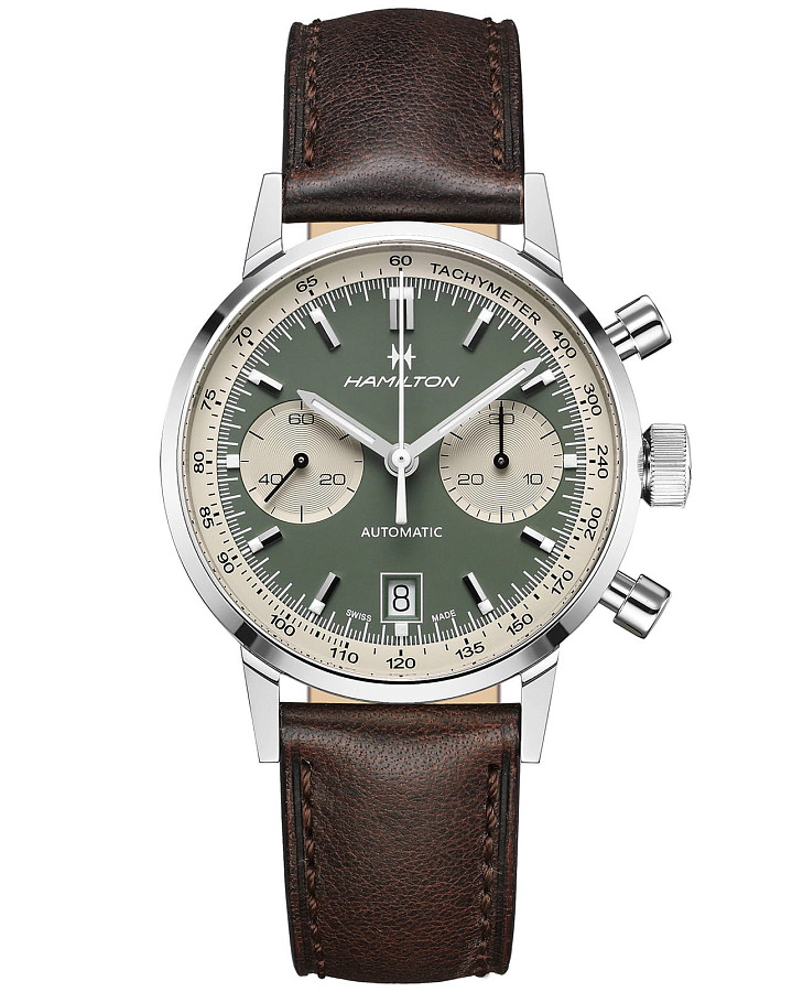 Часы Hamilton American Classic Intra-Matic Auto Chrono H38416560 — мужские, зеленый