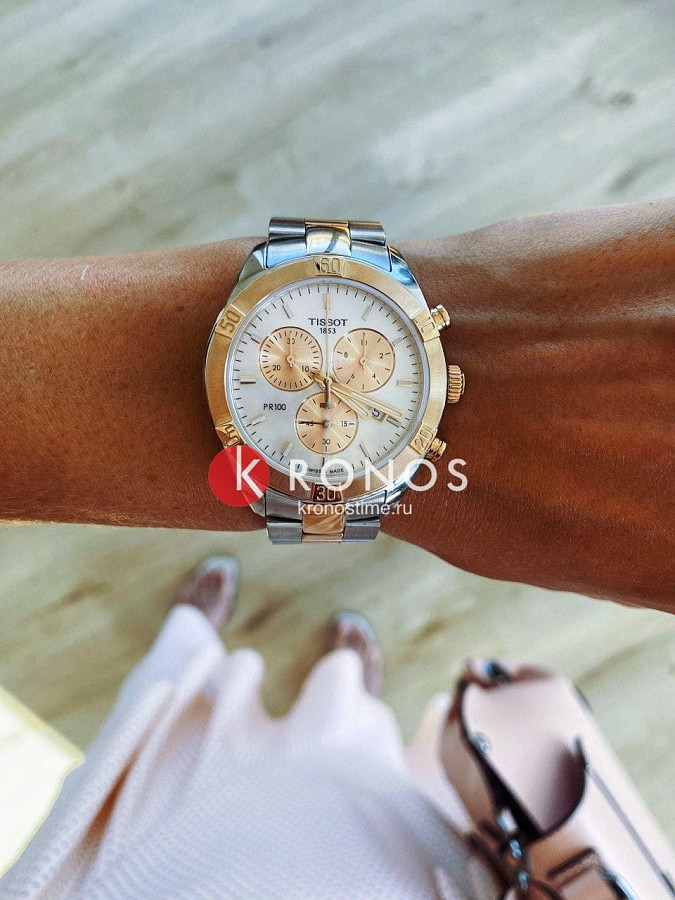 Часы Tissot PR 100 Sport Chic Chronograph T101.917.22.151.00 — сталь c pvd покрытием, женские