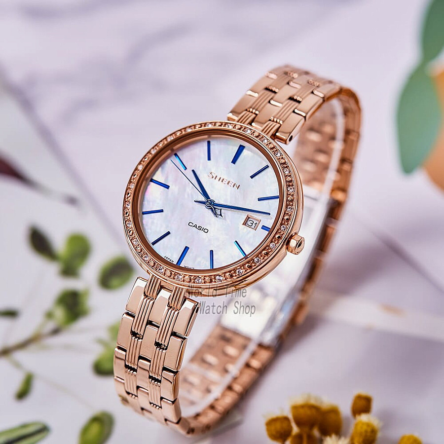 Часы Casio Sheen SHE-4052PG-2A — женские, сталь с ip покрытием