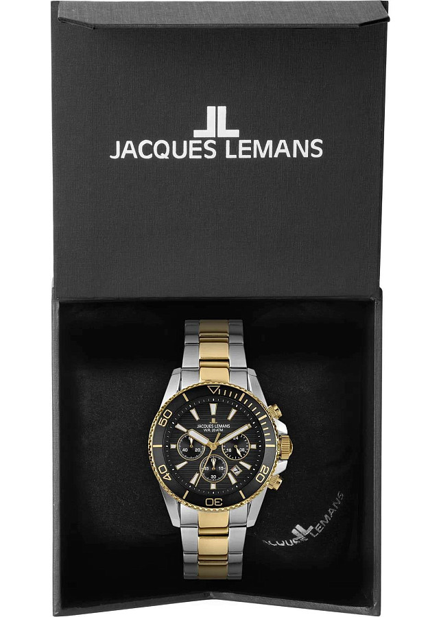 Часы Jacques Lemans Liverpool Diver 1-2206L — черный, сталь металл