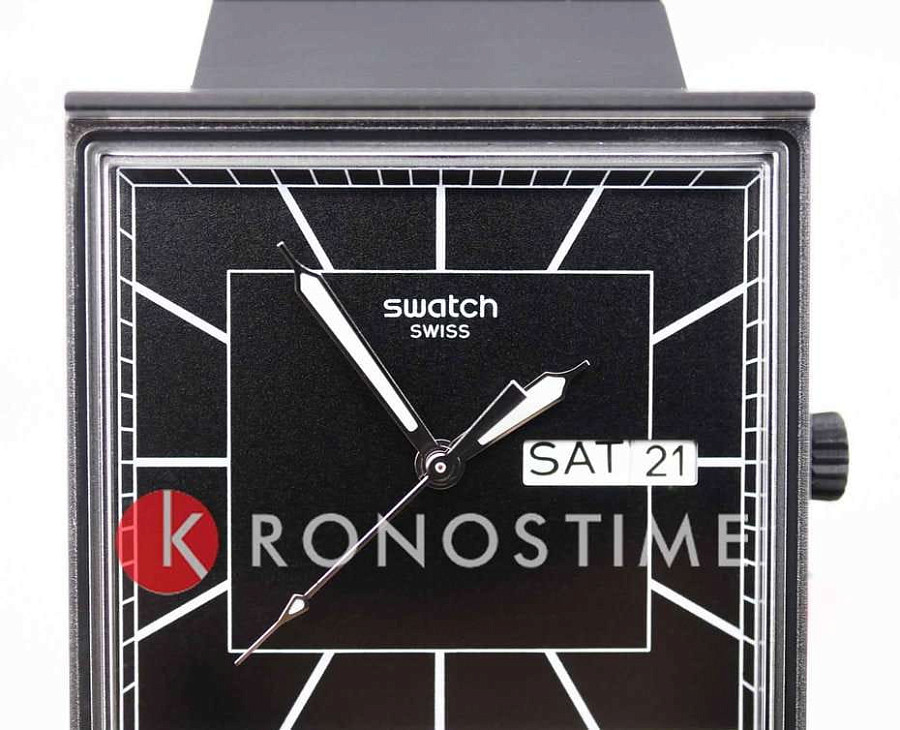 Часы Swatch Square Bioceramic Standard SO34B701 — биокерамика, Швейцария
