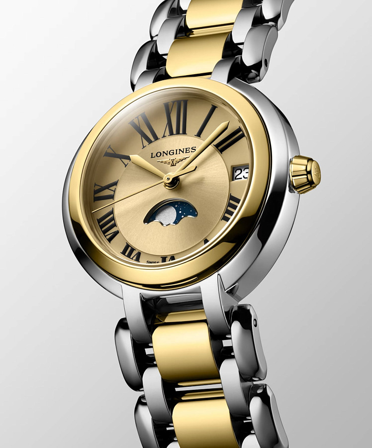Часы Longines PrimaLuna L8.115.5.31.7 — нержавеющая сталь + золото 18к, женские
