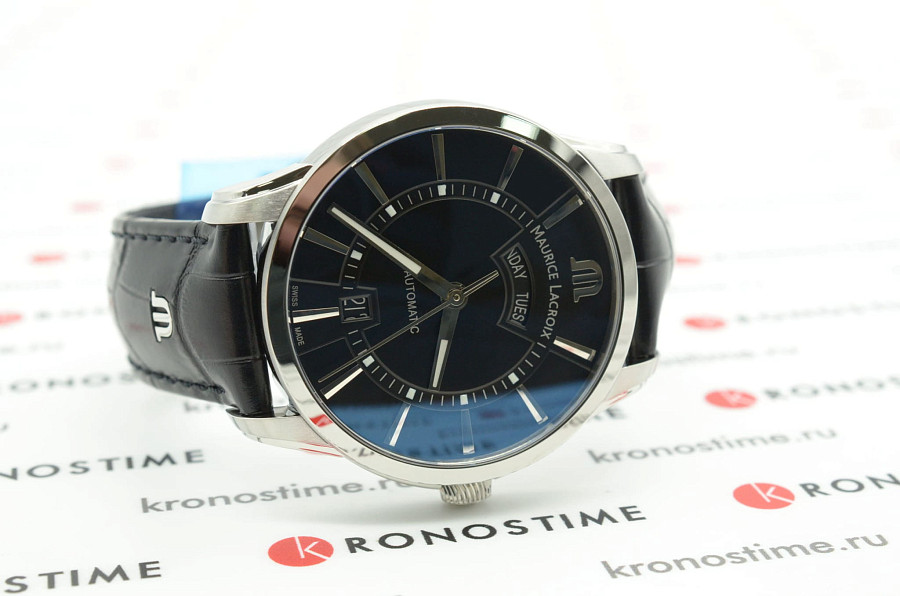 Часы Maurice Lacroix Pontos Day Date PT6358-SS001-330-1 — механические, металл сталь