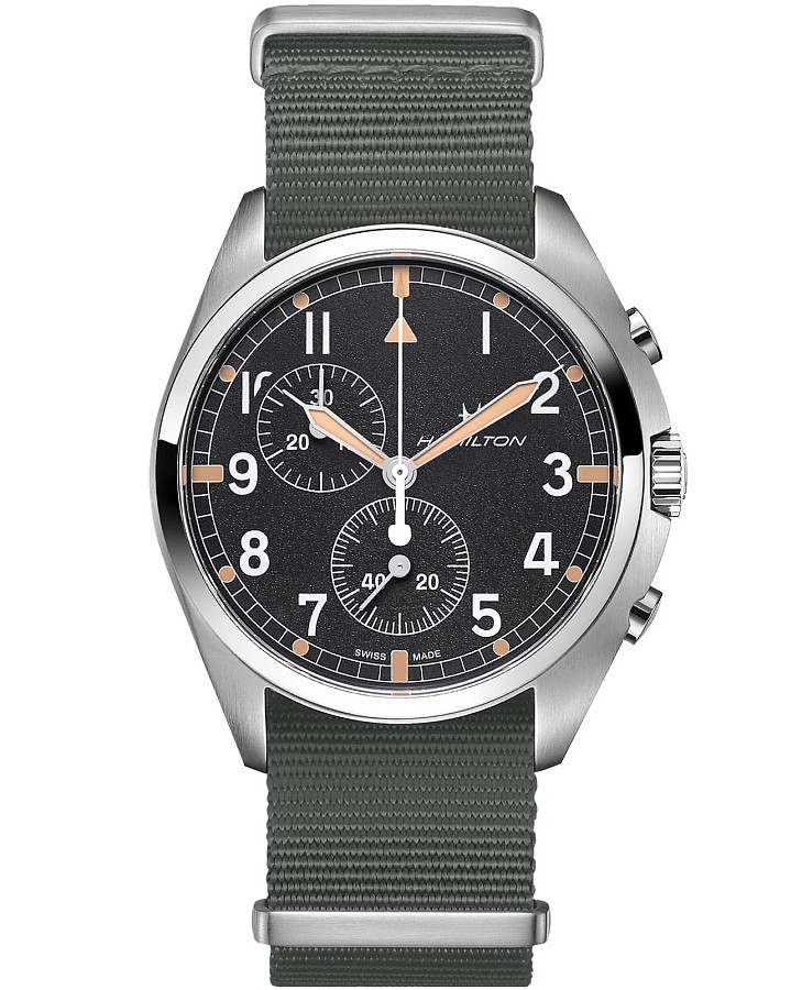 Часы Hamilton Khaki Aviation Pilot Pioneer Chrono Quartz H76522931 — мужские, зеленый