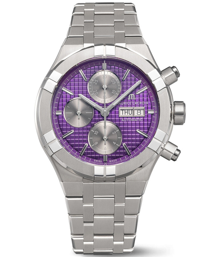 Часы Maurice Lacroix Aikon Automatic Titanium Chronograph AI6038-TT032-430-1 — женские, фиолетовый