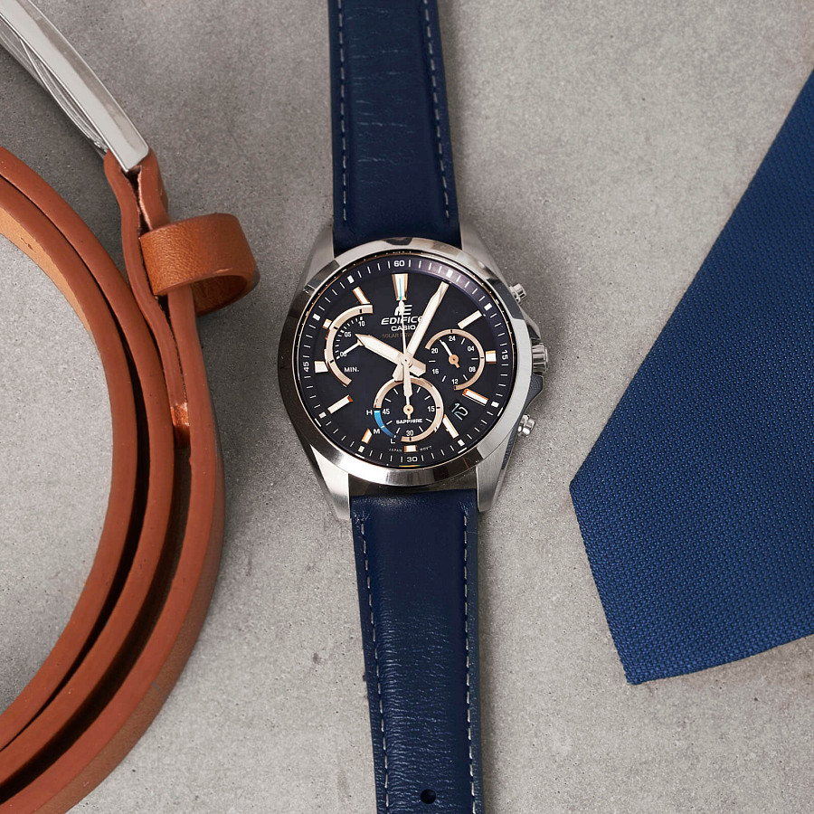 Часы Casio Edifice EFS-S530L-2A — мужские, кожаный