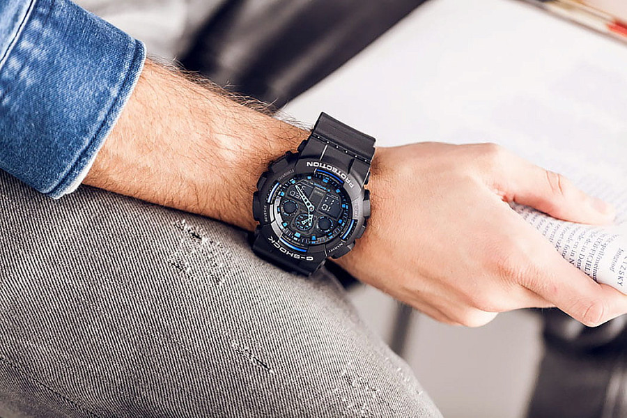 Часы Casio G-Shock GA-100-1A2NDR (GA-100-1A2DR) — Япония, мужские