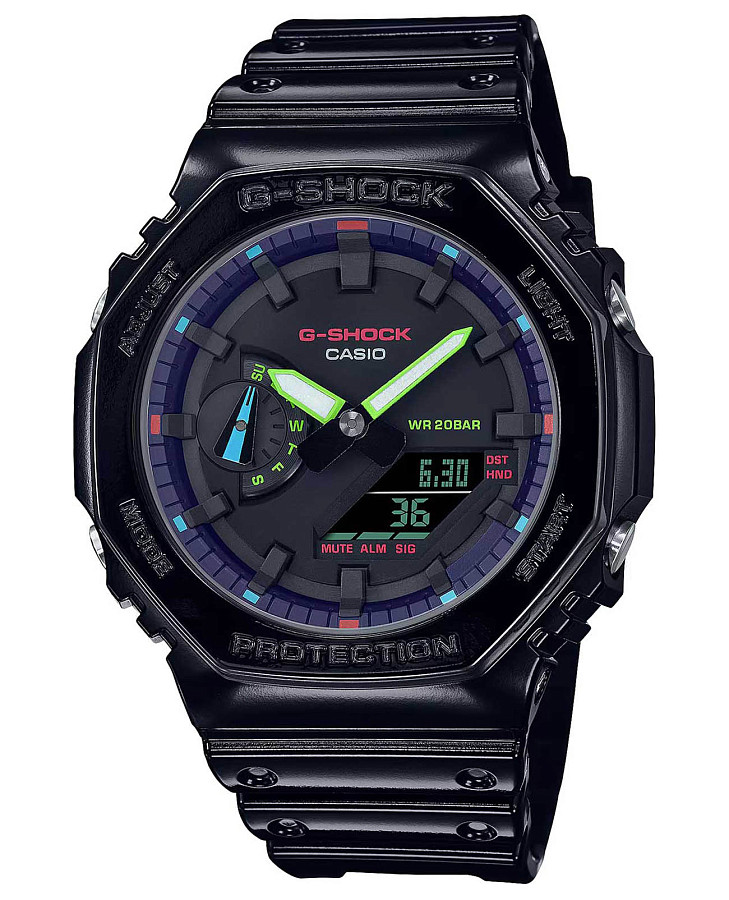 Часы Casio G-Shock GA-2100RGB-1ADR (GA-2100RGB-1A) — мужские, цветной