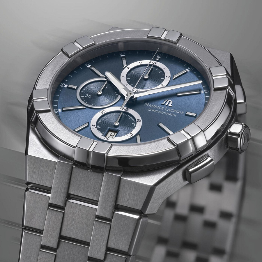 Часы Maurice Lacroix Aikon Quartz Chronograph AI1118-SS002-430-1 — мужские, нержавеющая сталь