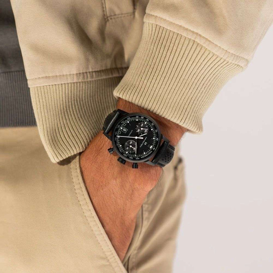 Часы Hamilton American Classic Intra-matic Autochrono Full Black H38446730 — мужские, кожаный