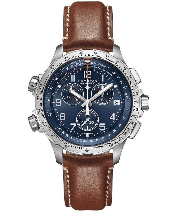 Часы Hamilton Khaki X-Wind GMT Chrono Quartz H77922541 — мужские, синий