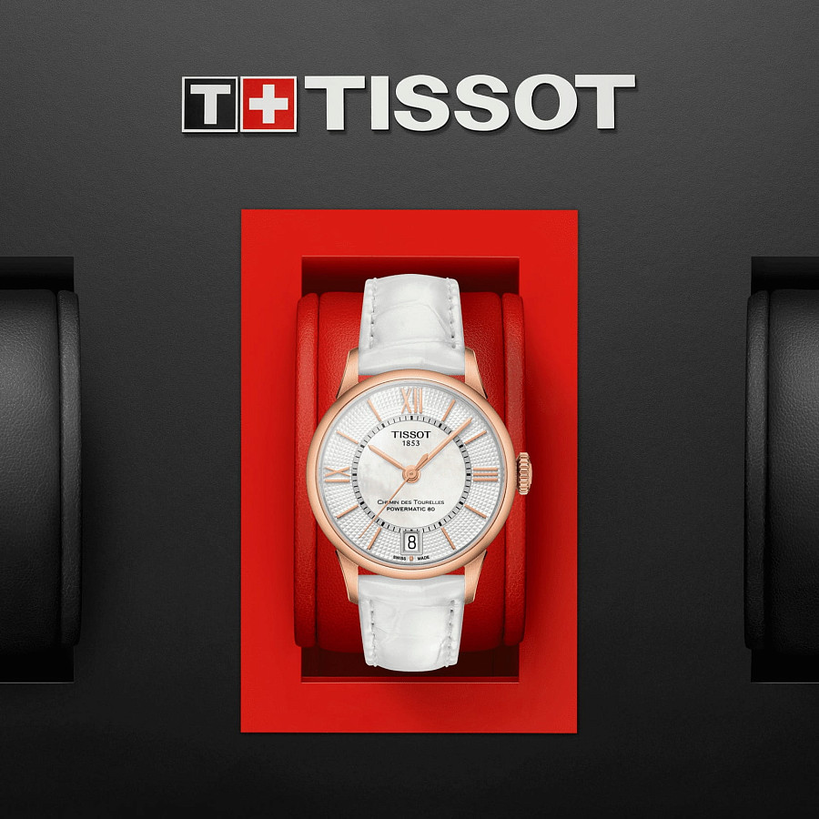 Часы Tissot Chemin des Tourelles Powermatic 80 Lady T099.207.36.118.00 — кожаный, женские
