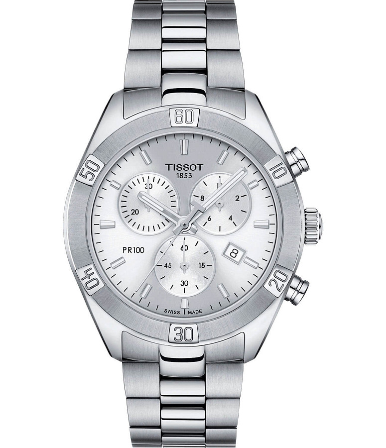 Часы Tissot PR 100 Sport Chic Chronograph T101.917.11.031.00 — женские, серебристый