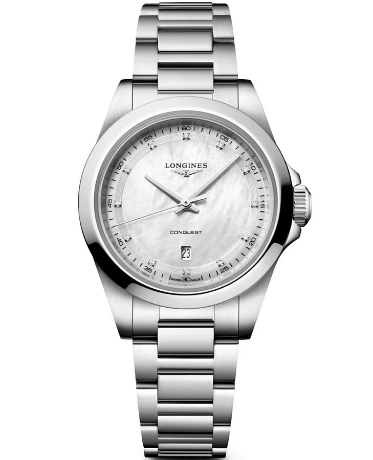Часы Longines Conquest 30 mm L3.350.4.87.6 — женские, белый
