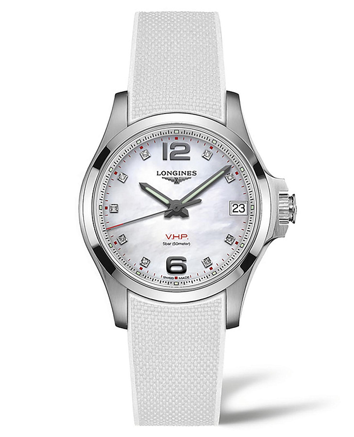 Часы Longines Conquest V.H.P. L3.316.4.87.9 — женские, перламутровый