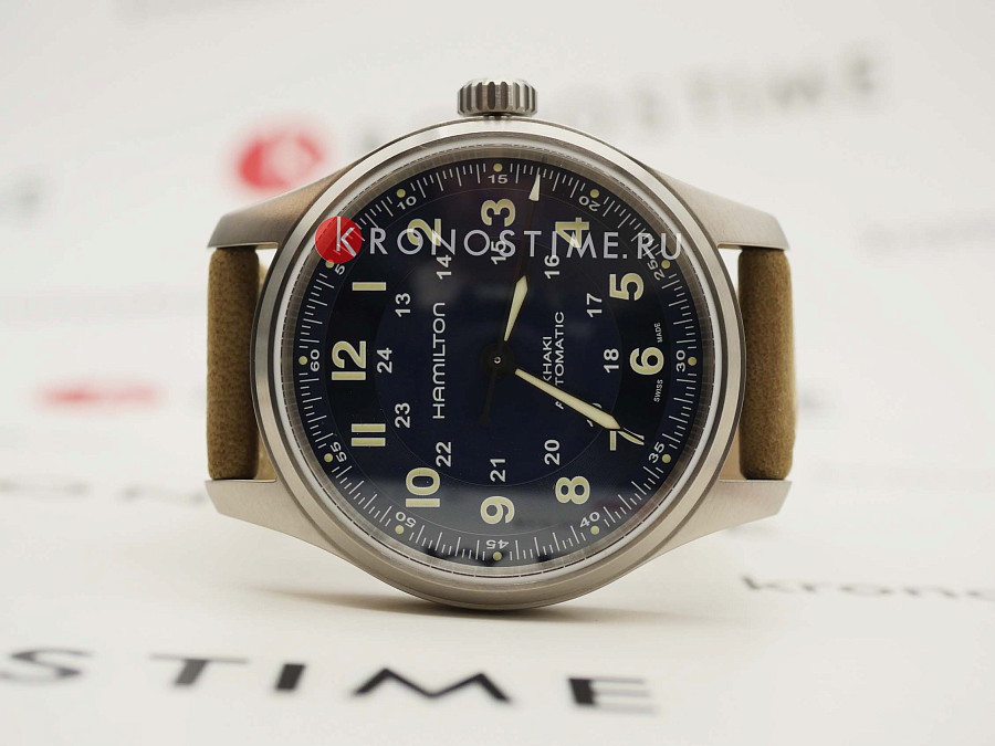 Часы Hamilton Khaki Field Titanium Auto H70545540 — мужские, кожаный