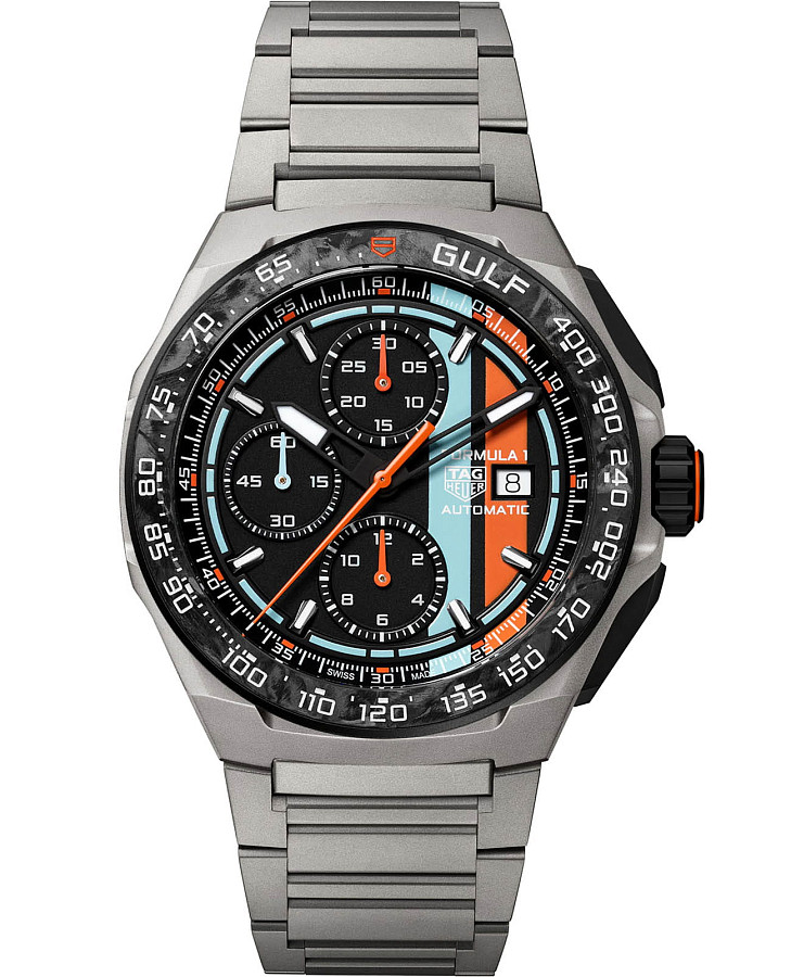 Часы TAG Heuer Formula 1 Chronograph x Gulf CBZ208B.BF0009 — мужские, цветной