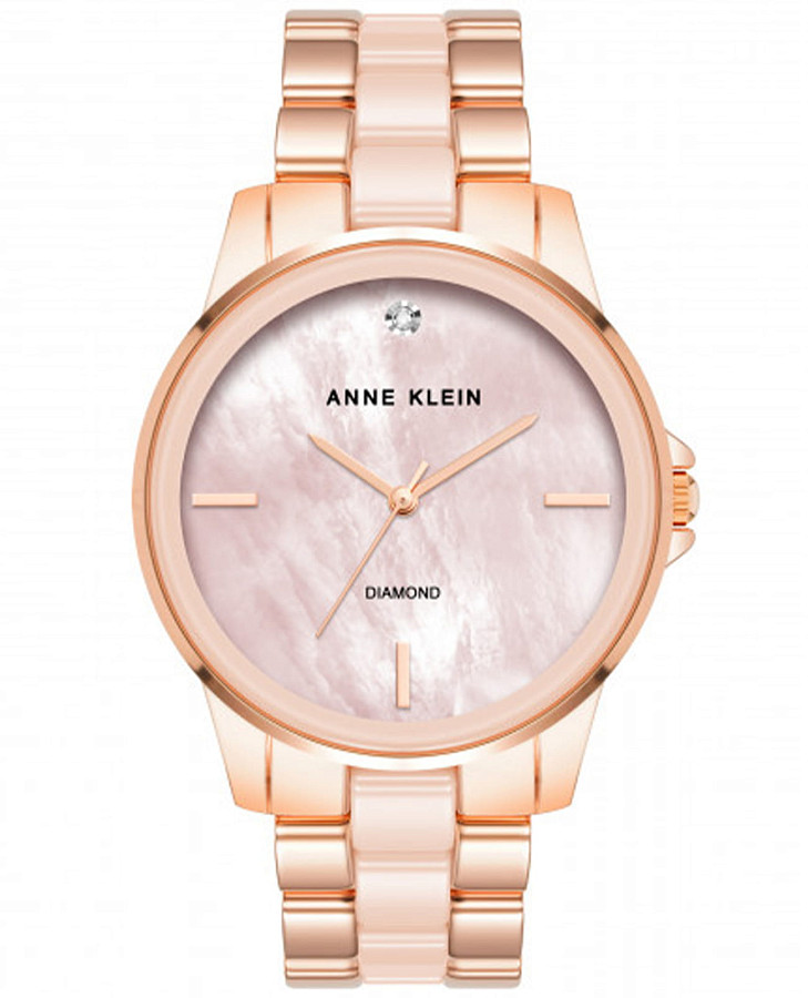 Часы Anne Klein Ceramic Diamond 4120BHRG — женские, перламутровый