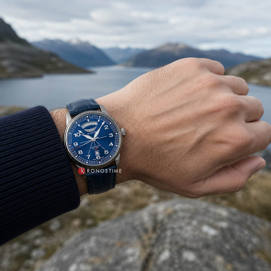 Часы Aviator Douglas Day-Date V.3.44.0.401.4 — металл сталь, Швейцария