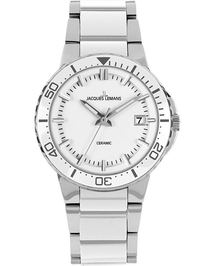 Часы Jacques Lemans High Tech Ceramic 1-2164B — мужские, белый