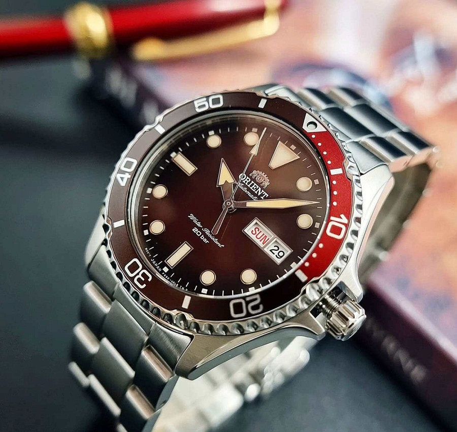 Часы Orient Mako Kamasu RA-AA0814R (RN-AA0814R) — бордовый, металл сталь