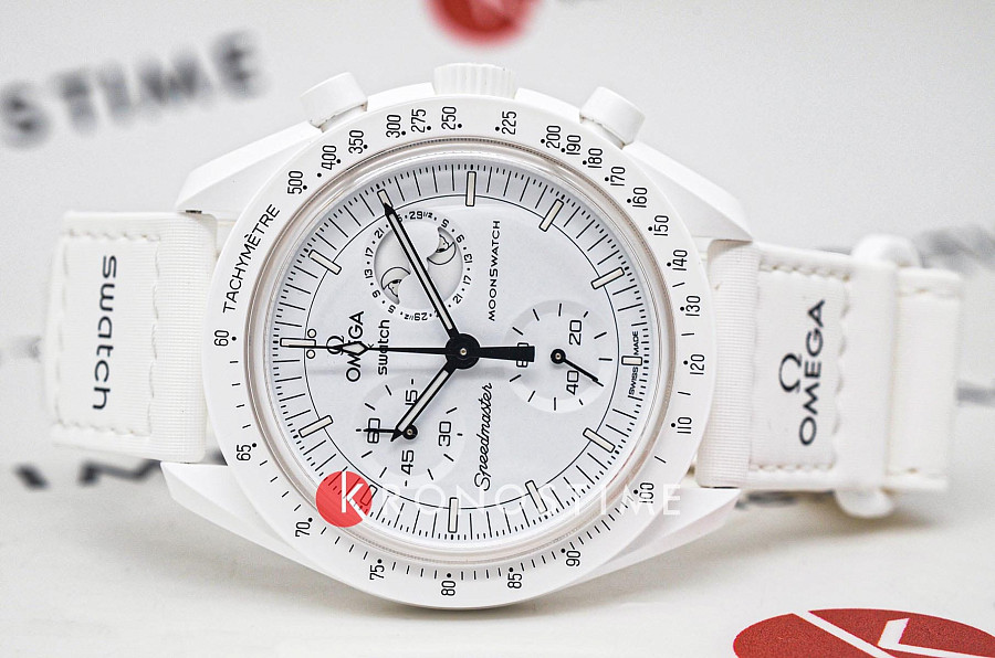 Часы Swatch x Omega Bioceramic Moonswatch Mission to the Moonphase - Full Moon SO33W700 — кварцевые, биокерамика