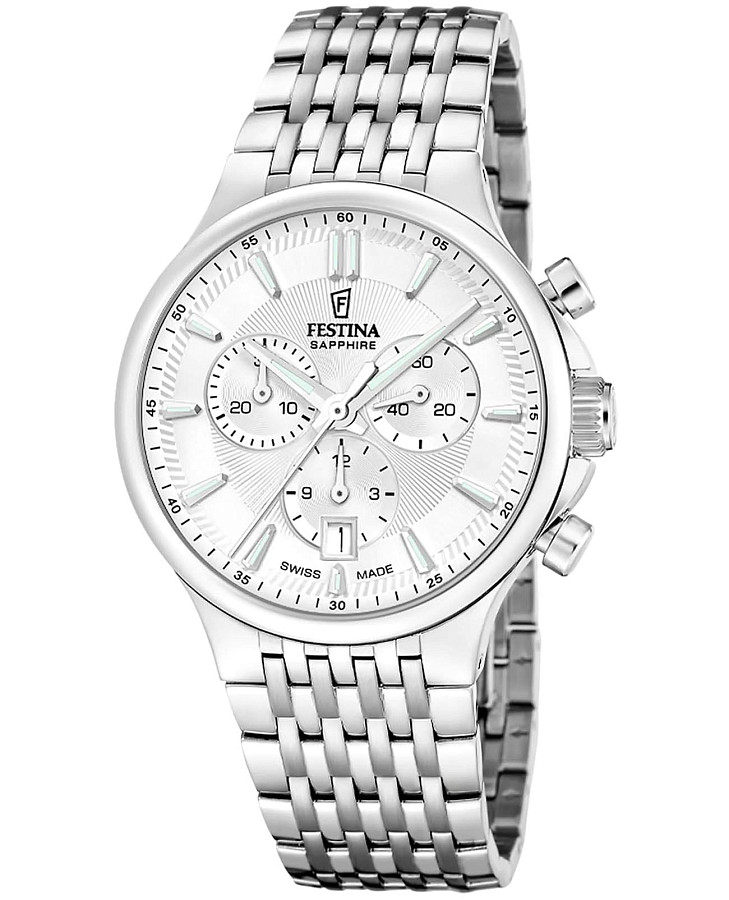 Часы Festina Swiss Made Chrono F20093/1 — мужские, серебристый