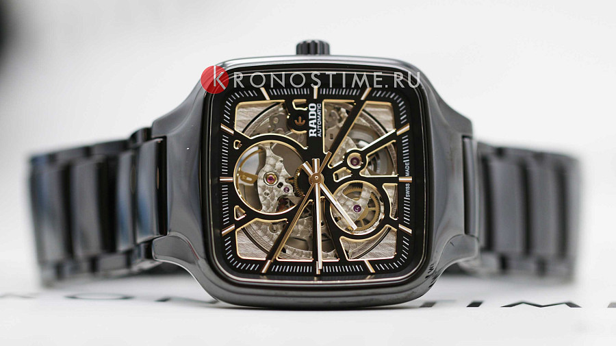 Часы Rado True Square Automatic Open Heart R27086162 — мужские, высокотехнологичная керамика + титан