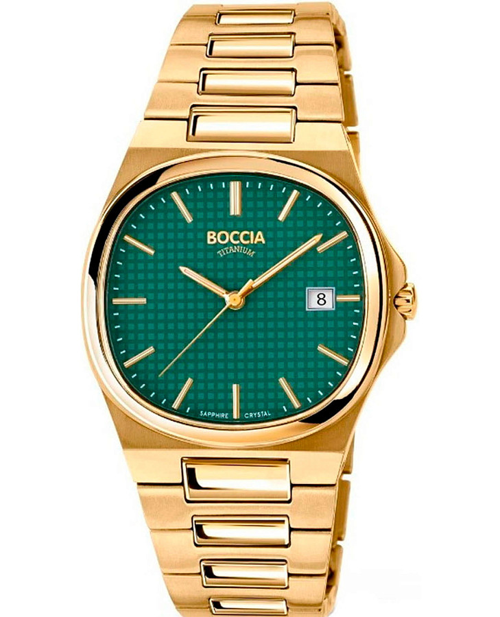 Часы Boccia Titanium Square 3657-05 — мужские, зеленый