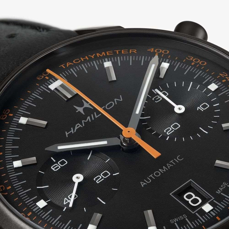 Часы Hamilton American Classic Intra-matic Autochrono Full Black H38446732 — кожаный, мужские
