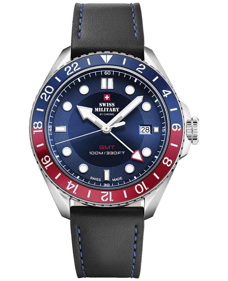 Часы Swiss Military by Chrono Quartz GMT SM34095.06 — мужские, синий
