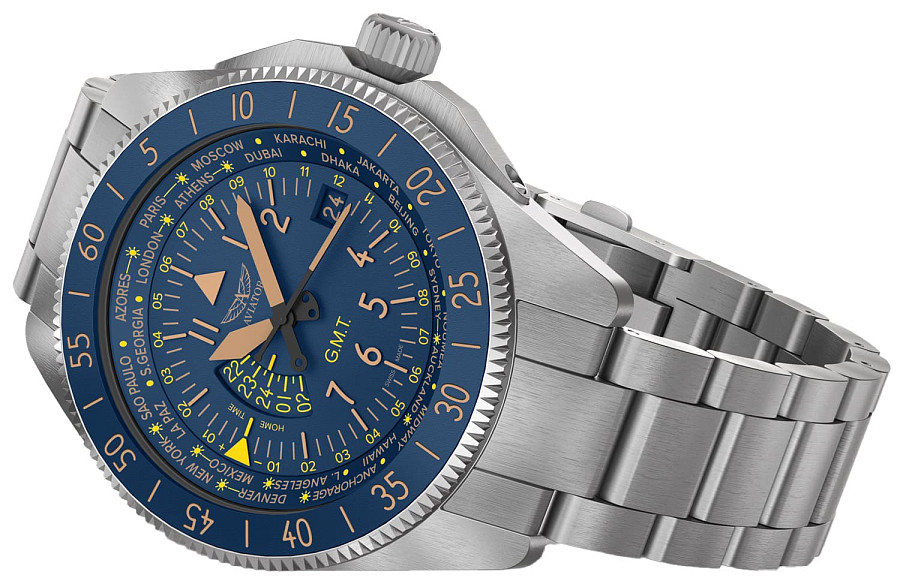 Часы Aviator Airacobra GMT V.1.37.0.304.5 — сталь металл, Швейцария