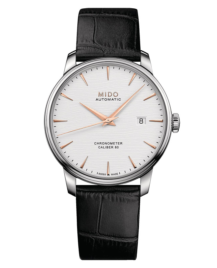 Часы Mido Baroncelli Chronometer Silicon Gent M027.408.16.031.00 — мужские, белый