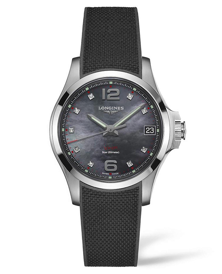Часы Longines Conquest V.H.P. L3.316.4.88.9 — женские, черный
