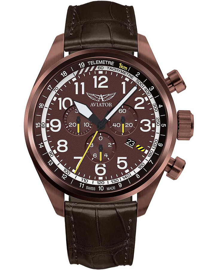 Часы Aviator Airacobra P45 Chrono V.2.25.8.172.4 — мужские, коричневый