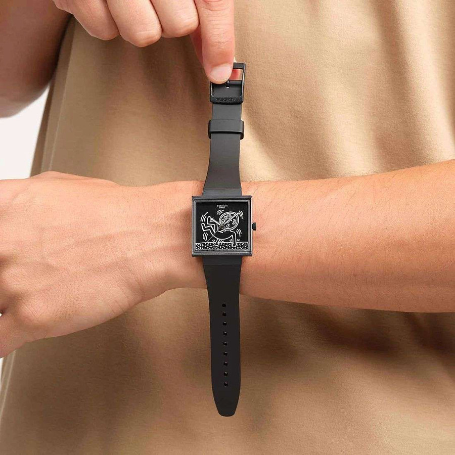 Часы Swatch Square Bioceramic Standard SO34Z103 — биоматериал, женские
