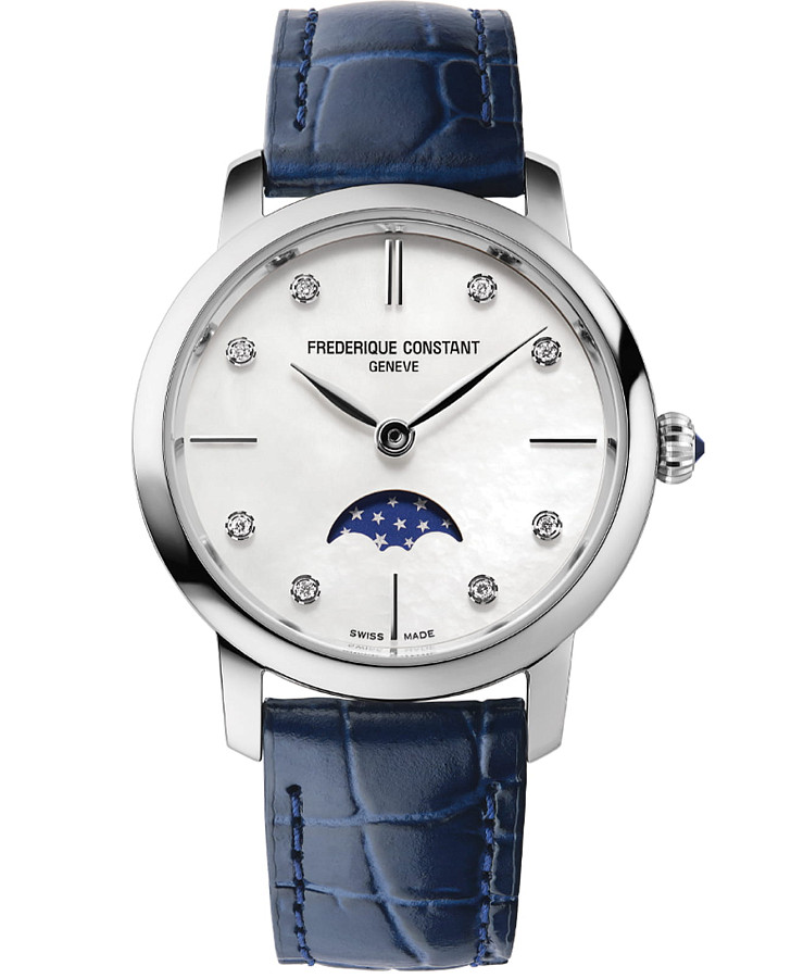 Часы Frederique Constant Slimline Ladies Moonphase FC-206MPWD1S6 — женские, белый
