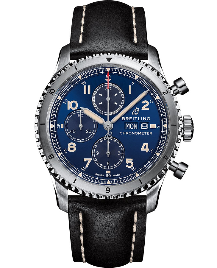 Часы Breitling Aviator 8 Chronograph 43 A13316101C1X1 — мужские, синий