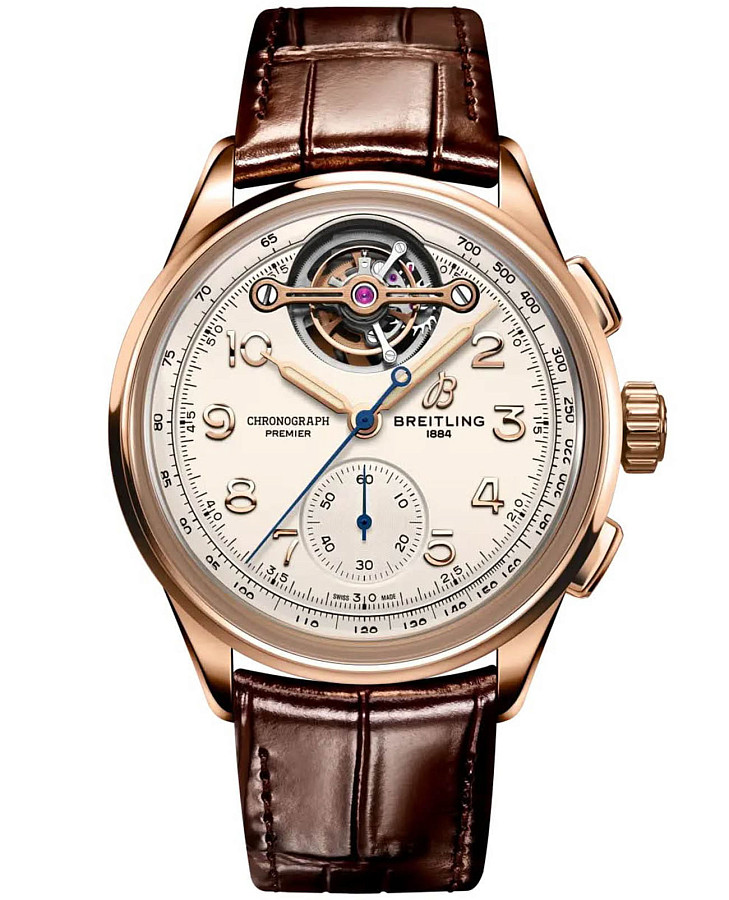 Часы Breitling Premier B21 Chronograph Tourbillon 42 RB2120211G1P1 — мужские, бежевый