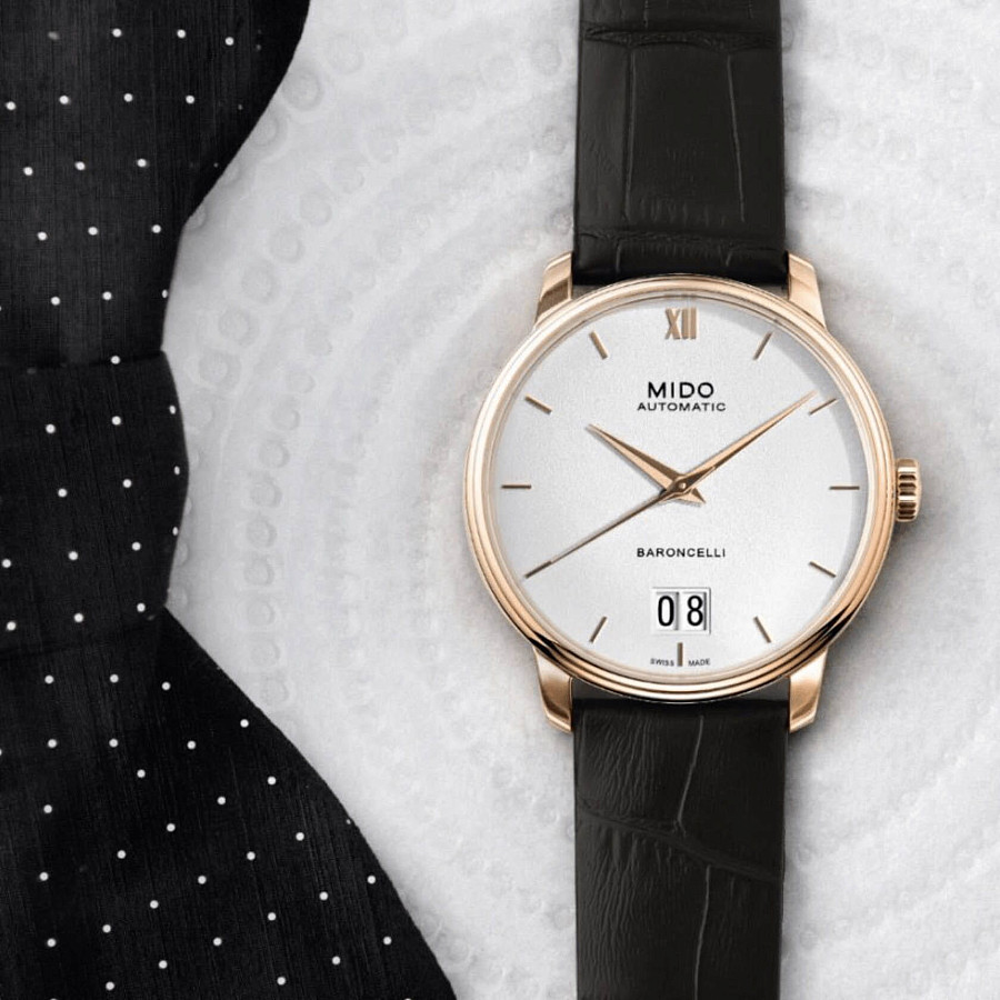 Часы Mido Baroncelli Big Date M027.426.36.018.00 — белый, механические