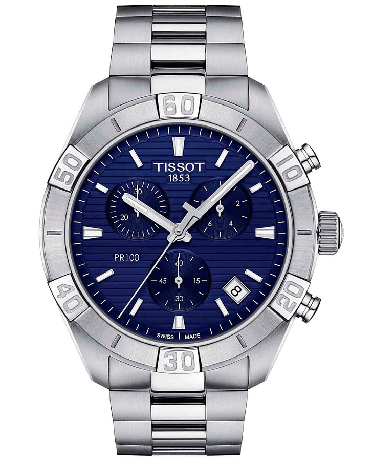 Часы Tissot PR 100 Sport Gent Chronograph T101.617.11.041.00 — мужские, синий
