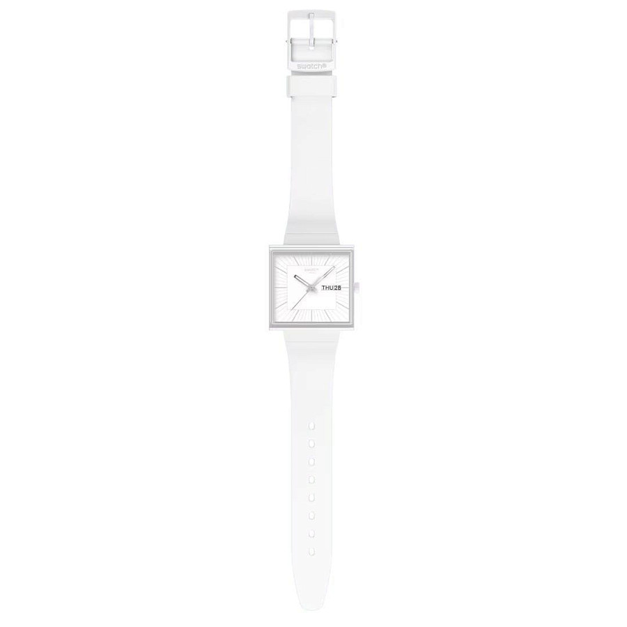 Часы Swatch Square Bioceramic Standard SO34W700 — белый, биокерамика